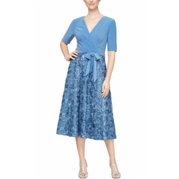 NEW ALEX EVENINGS tea length dress in brush peri NEW ALEX EVENINGS tea length dress in brush peri
